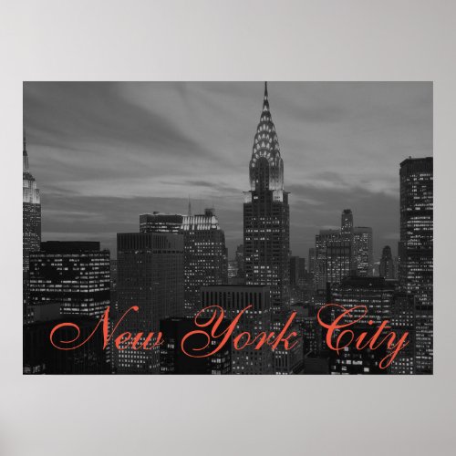 Black  White Retro Pop Art New York City Poster