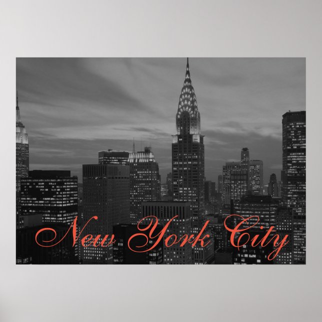 Black & White Retro Pop Art New York City Poster (Front)