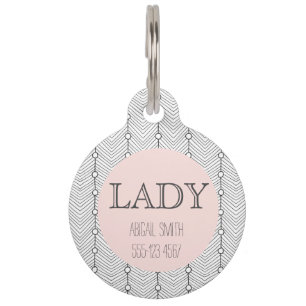Black & White Retro Print Personalized Pet Tag