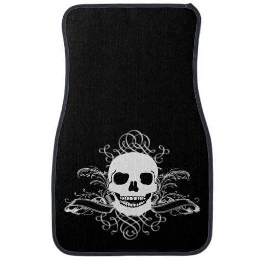 Black & White Retro Skull Car Floor Mat | Zazzle