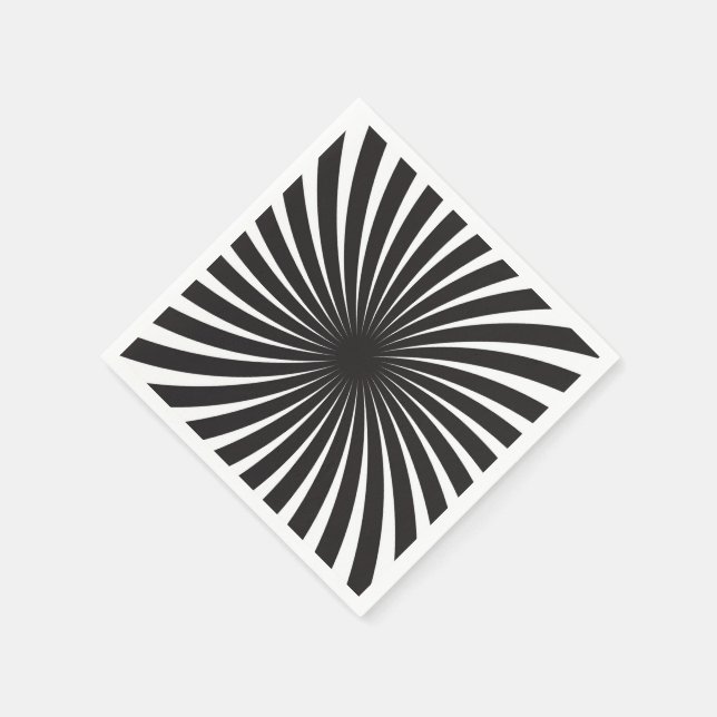 Black & White Retro Spiral Sunburst Napkins (Corner)