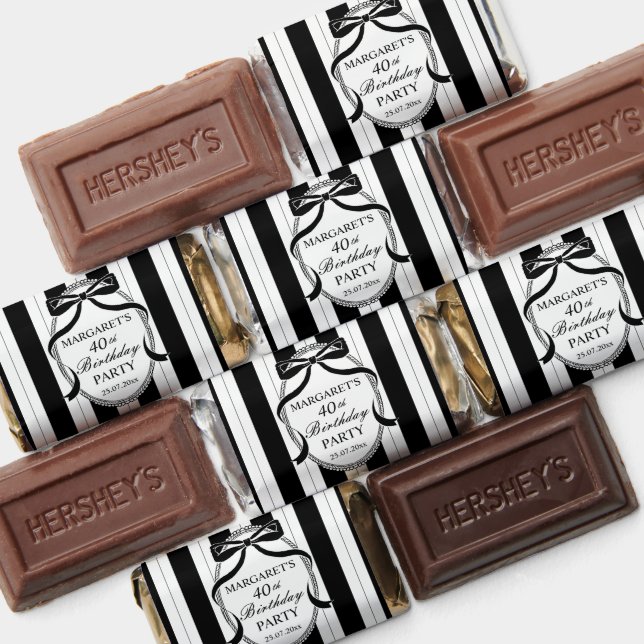 Black white retro stripes bow birthday favors (Assorted)