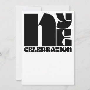 Black White Retro Typography New Year's Eve Party Invitation