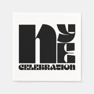 Black White Retro Typography New Year's Eve Party Napkins