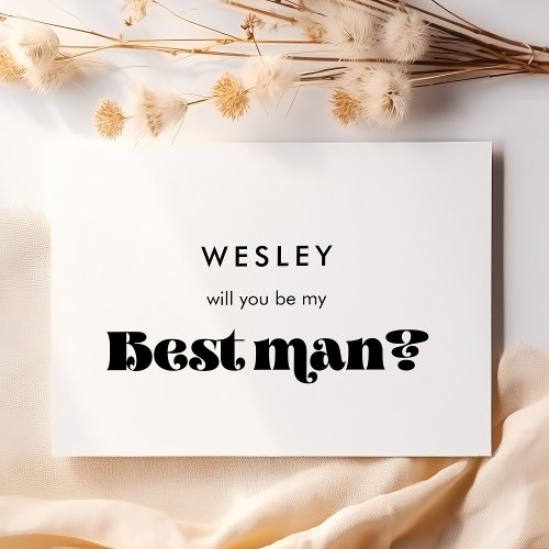 Black  white retro Will you be my best man card