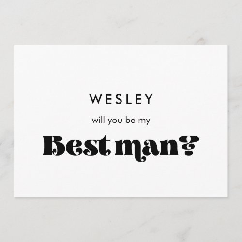 Black & white retro Will you be my best man card