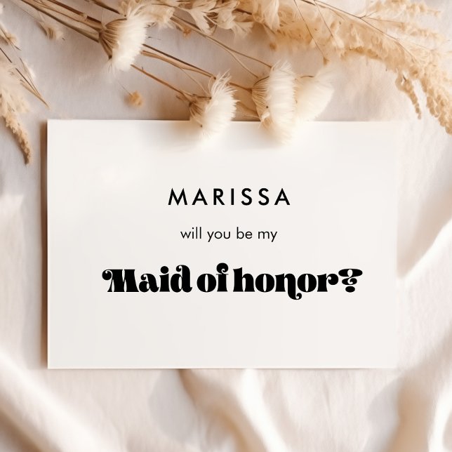 Black & white retro Will you be my maid of honor Invitation (Creator Uploaded)