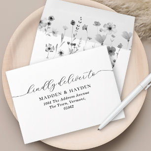 Black & White Return Address Wedding RSVP Envelope