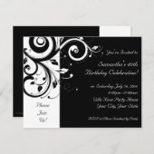 Black+White Reverse Swirl Party Invitations (Front/Back)