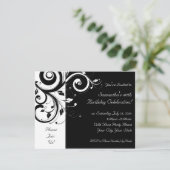 Black+White Reverse Swirl Party Invitations (Standing Front)