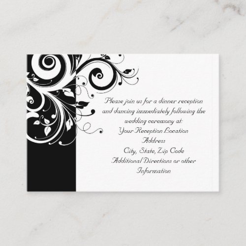 Black  White Reverse Swirl Reception and Map Card