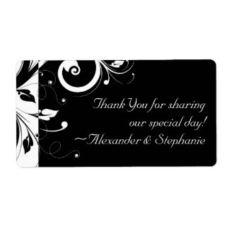Black +White Reverse Swirl Wedding Favor Label