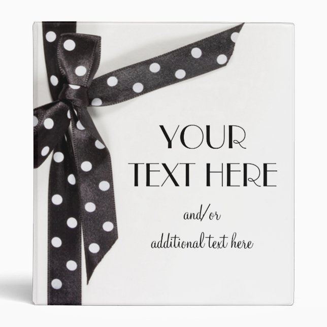 Black & White Ribbon 3 Ring Binder (Front)
