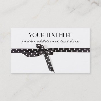 Black & White Ribbon Business Card by cami7669 at Zazzle