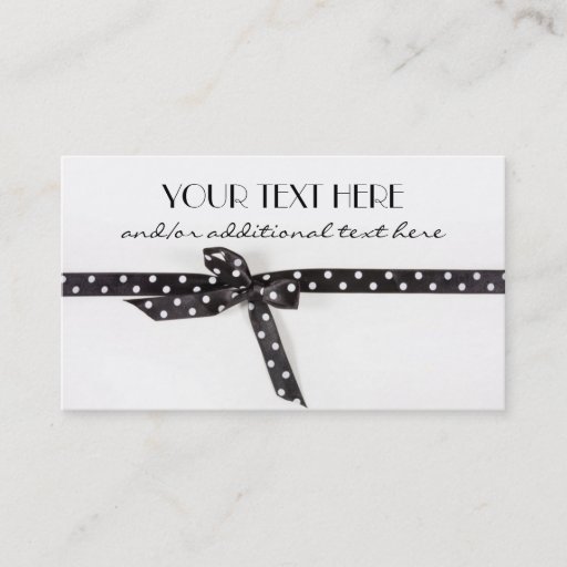 Customizable Black &amp; White Ribbon Business Card Template