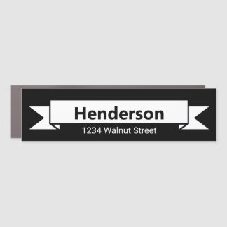 Black White Ribbon Name Address Mailbox Magnet