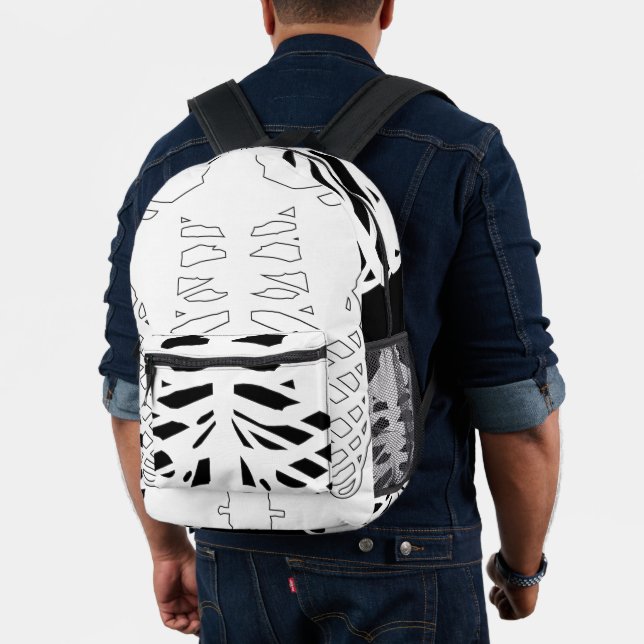 black white ribs skeleton printed backpack (Insitu (Model))