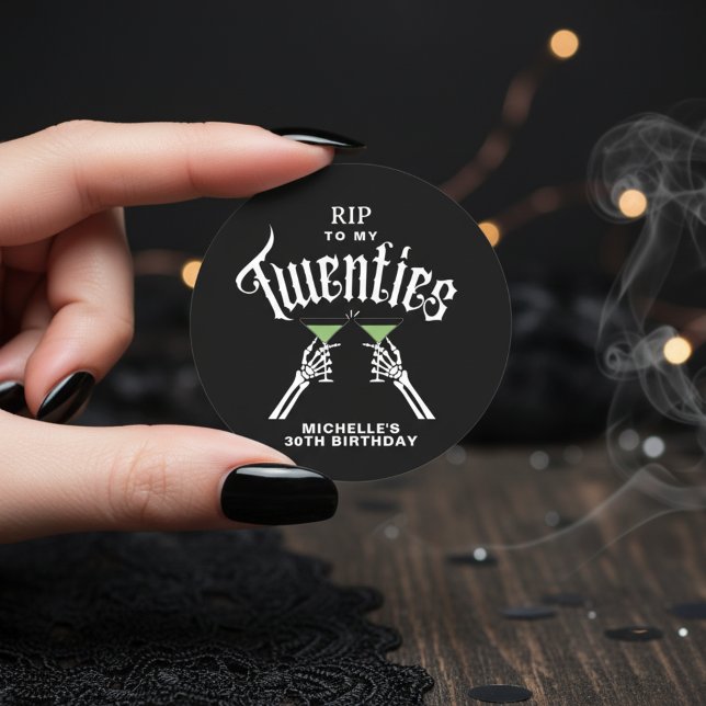 Black & White RIP To My Twenties 30th Birthday Classic Round Sticker (Creator Uploaded)