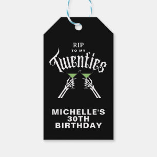 Black & White RIP To My Twenties 30th Birthday Gift Tags