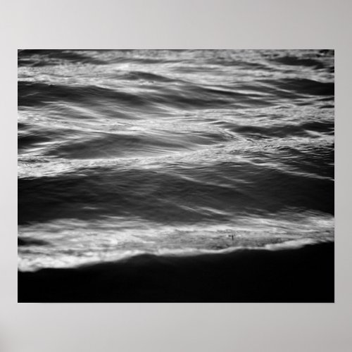 Black  White River Waves Water Ripples 16x20  Poster