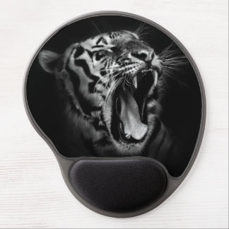 Black & White Roaring Tiger Gel Mouse Pad