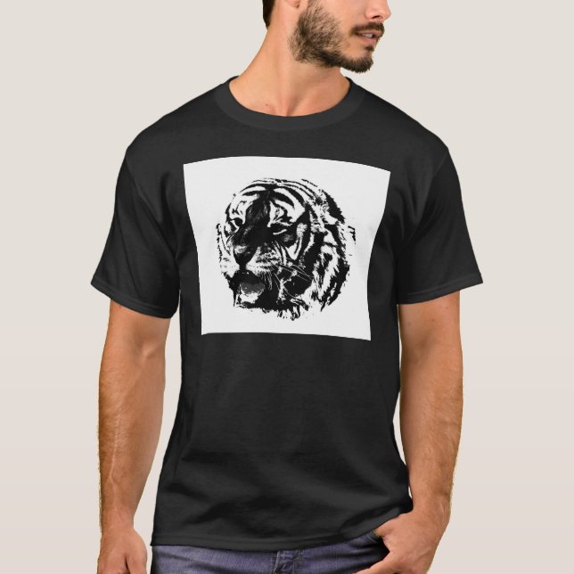 Black & White Roaring Tiger T-Shirt (Front)