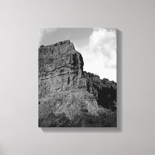 Black  White Rock Face of the Canyon Wall 11x14 Canvas Print