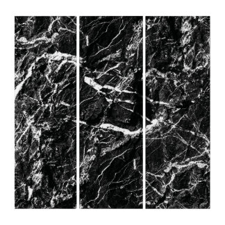 Black white rock faux texture ambient triptych