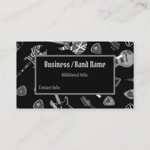 Black  White Rock Guitar Musician Business Card