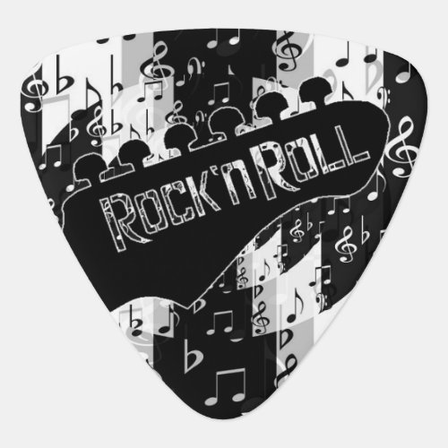 Black  White Rock n Roll Music Triangle Pick