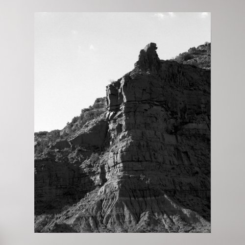 Black  White Rocky Cliff Landscape Vertical 16x20 Poster