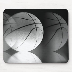 Black & White Rolling Basketball Ball Mouse Pad