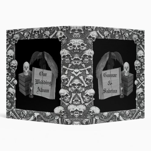 Black  White Romance Skull Spellbook Wedding Binder