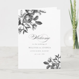 Black & White Romantic Toile Folded Wedding Program