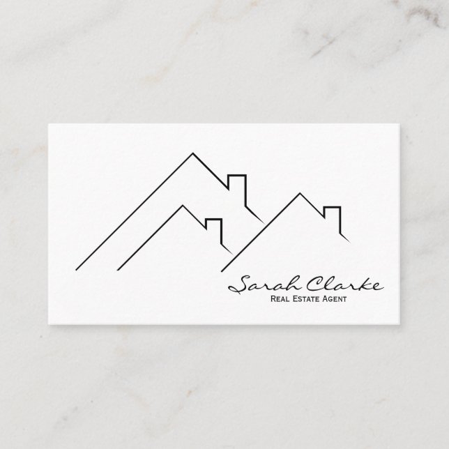 Black & White Roof Top Business Card (Front)