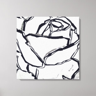 Black White Rose Flower Abstract Art Minimalist Canvas Print
