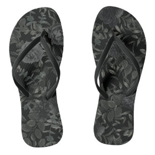 Black White Rose Gothic Wedding Flip-Flops Flip Flops