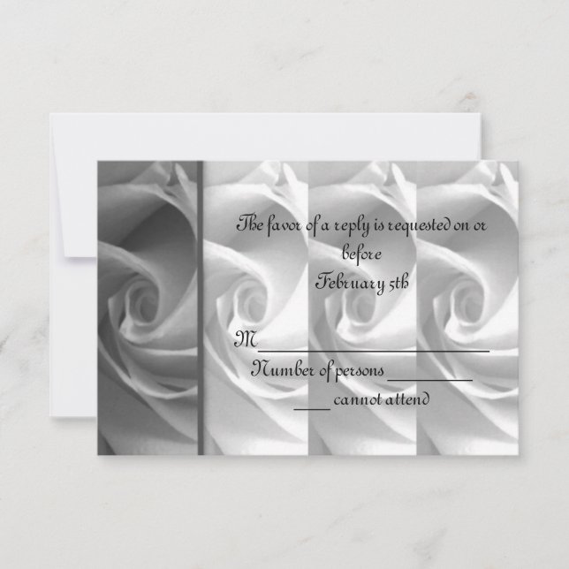 Black & White Rose RSVP Card #1 - ELLEN (Front)