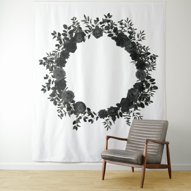 Black White Rose Wedding Photo Back Drop Elegant (In Situ)
