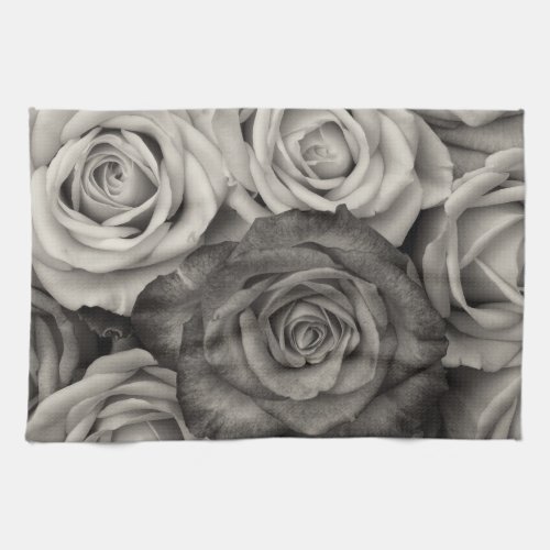 Black white roses   Kitchen towel