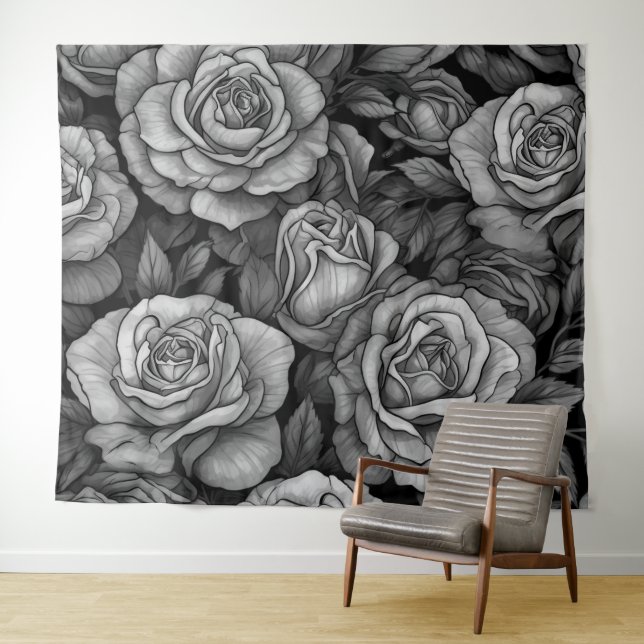 Black White Roses Party 90s Star Shot Backdrop (In Situ (Horizontal))