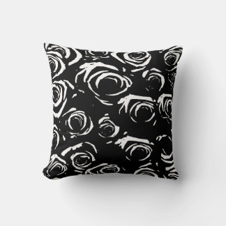 Black & White Roses Throw Pillow