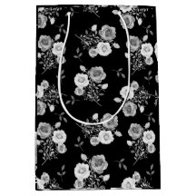 Black & white roses wedding gift bag