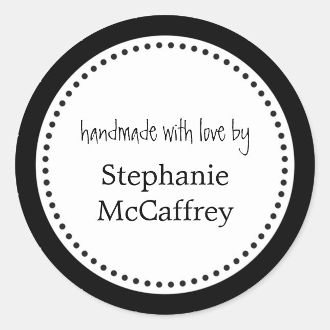 Black white rosette handmade label party favor (Front)