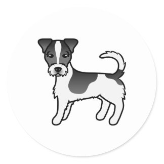 Black &amp; White Rough Coat Jack Russell Terrier Dog Classic Round Sticker
