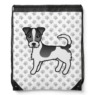 Black &amp; White Rough Coat Jack Russell Terrier Dog Drawstring Bag