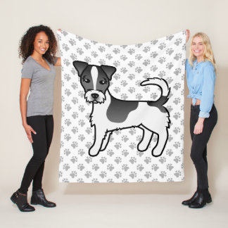 Black &amp; White Rough Coat Jack Russell Terrier Dog Fleece Blanket