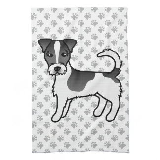 Black &amp; White Rough Coat Jack Russell Terrier Dog Kitchen Towel