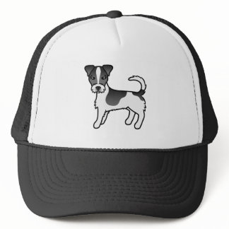 Black &amp; White Rough Coat Jack Russell Terrier Dog Trucker Hat