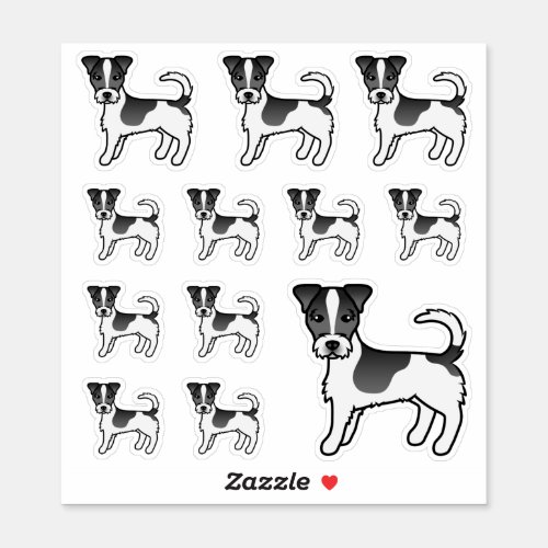 Black  White Rough Coat Jack Russell Terrier Dogs Sticker